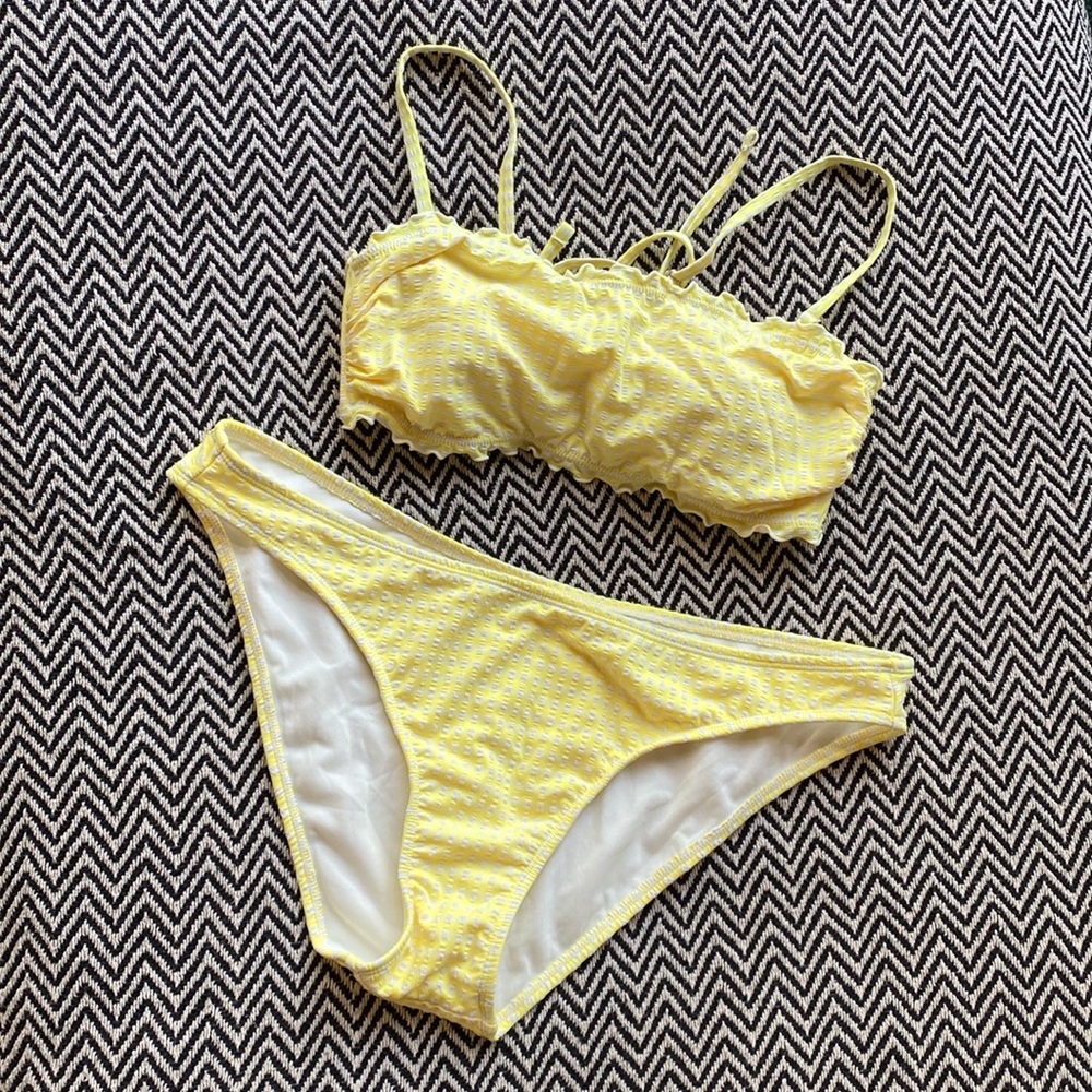 Yellow gingham two piece bikini